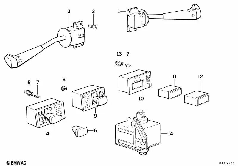 Interruptor de luces intermitentes, de cruce y de carretera para BMW E28 (OEM 61311377081). Original BMW.