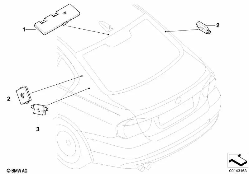 Amplificador de Antena Diversity para BMW Serie 3 E90, E90N, E92, E92N (OEM 65209187641). Original BMW.