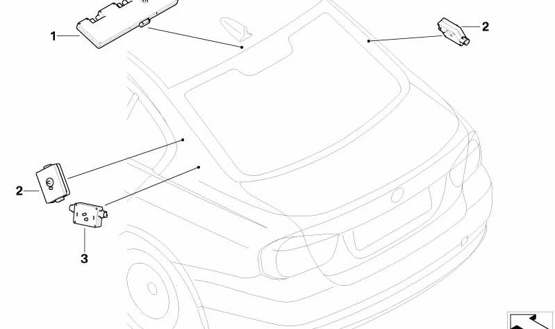 Amplificador de antena para BMW Serie 3 E90, E92 (OEM 65206965710). Original BMW