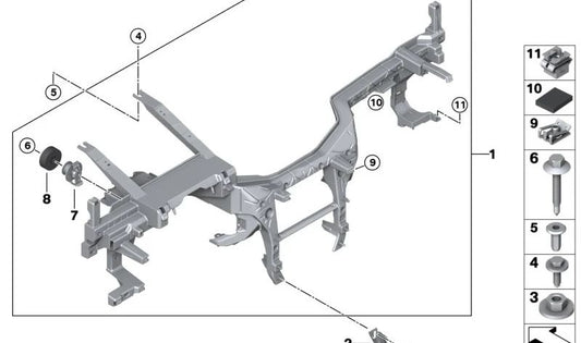 Soporte para refuerzo de túnel izquierdo para BMW X5 F95, G05, X6 F96, G06, X7 G07, XM G09 (OEM 51456805287). Original BMW.