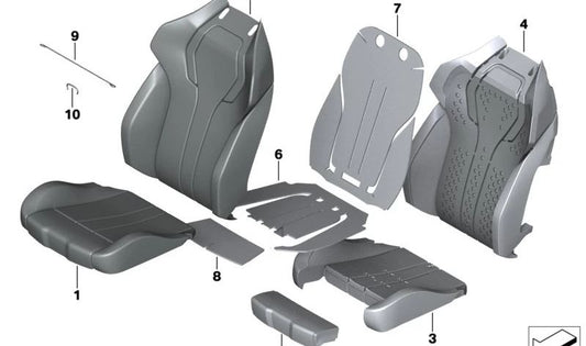 Funda asiento confort en cuero OEM 52108095942 para BMW X5 M (F95), X6 M (F96). Original BMW