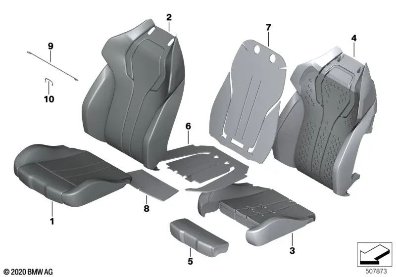 Active seat foam part with climate control for BMW X5 F95, G05, X6 F96, G06, X7 G07, XM G09 (OEM 52108092726). Original BMW.