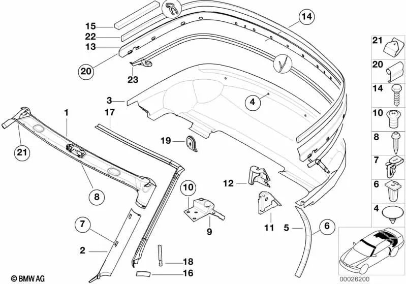 Left central pillar cover for various BMW models/series (OEM 51478398019). Genuine BMW