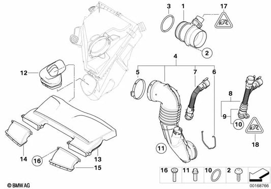 Cubierta de admisión para BMW Serie 1 E82, E88 (OEM 13717799371). Original BMW.