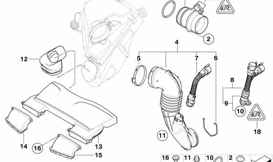 Reinluftrohr para BMW Serie 1 E81, E82, E87N, E88, Serie 3 E90, E91, X1 E84 (OEM 13717810135). Original BMW