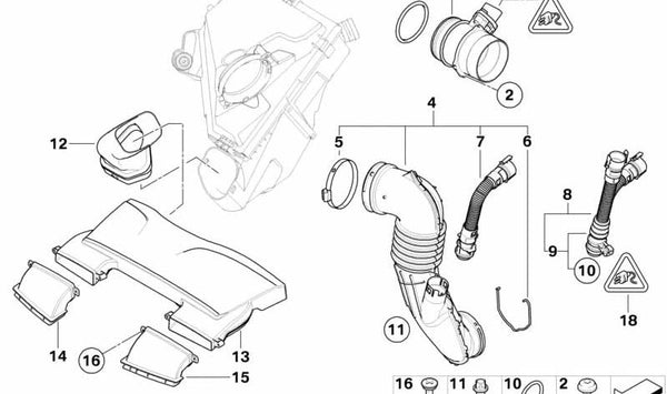 Reinluftrohr para BMW Serie 1 E81, E82, E87N, E88, Serie 3 E90, E91, X1 E84 (OEM 13717810135). Original BMW