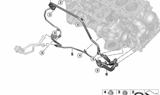 Manguera de Refrigerante para BMW Serie 5 F10, F11, Serie 7 F01N, F02N, X5 E70N, F15, X6 E71, F16 (OEM 11538513837). Original BMW