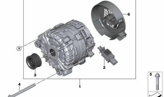 Polea para BMW Serie 2 F22N, F23N, G87, Serie 3 F30N, G20, G21, G80, G81, Serie 4 G22, G26, G82, G83, Serie 5 G30, G31, G38, Serie 6 G32, Serie 7 G11, G12, Serie 8 G14, G15, G16, X3 F97, G01, G08, X4 F98, G02, X5 G05, X6 G06, X7 G07 (OEM 12318629984). Ori