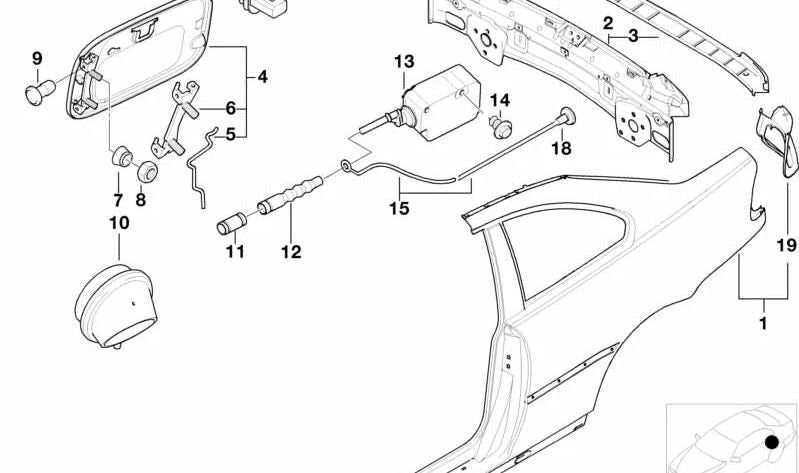 Left rear light housing for BMW E46 (OEM 41217021957). Original BMW.