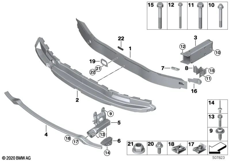 Amortiguador delantero para BMW Serie 2 F87N (OEM 51118073512). Original BMW