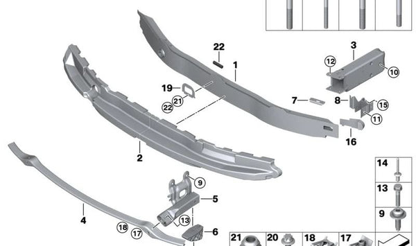 Elemento de deformación delantero izquierdo para BMW F87, F80, F82 (OEM 51118055665). Original BMW