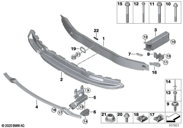 Absorbedor de impactos superior para BMW Serie 1 F20, F21 (OEM 51118048970). Original BMW