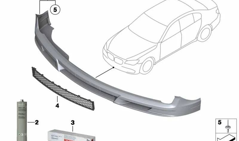 Lower center grille for BMW F01, F02 (OEM 51117980116). Original BMW