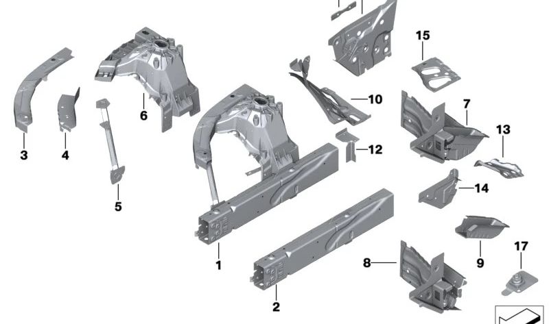 Placa roscada bisagra capó OEM 41007488045 para BMW G42, G87, G20, G21, G28, G80, G81, G22, G23, G26, G82, G83. Original BMW.