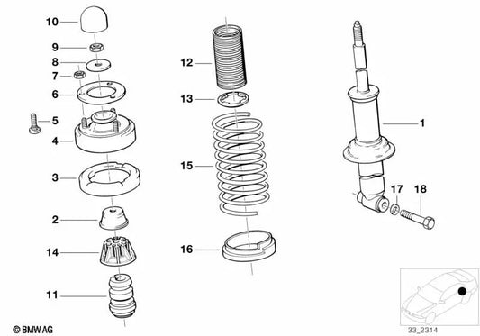 Resorte helicoidal para BMW Serie 7 E32 (OEM 33532226188). Original BMW.