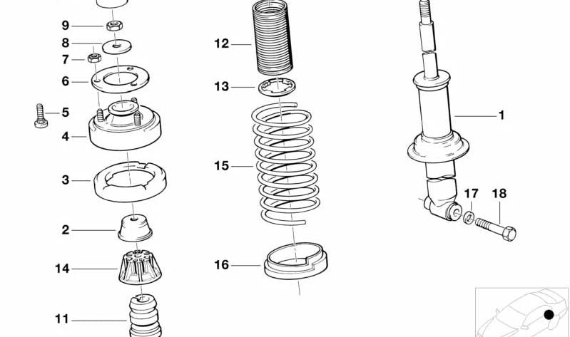 Cojinete de soporte para BMW Serie 6 E24, Serie 7 E32 (OEM 37121129717). Original BMW