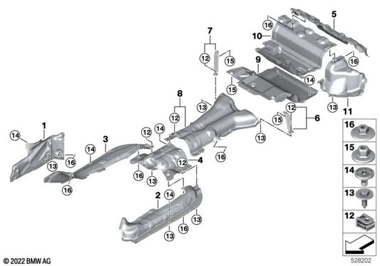 Suporte de isolamento térmico de tanque para BMW Série 2 G42, G87, Série 3 G20, G20N, G21, G21N, G80, G81, Série 4 G22, G23, G26, G82, G83 (OEM 51487447183). BMW original