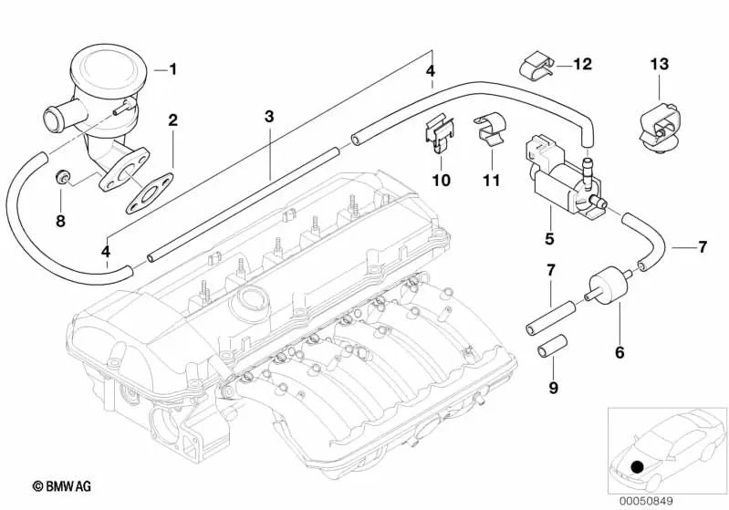 Válvula de bloqueo para BMW X5 E53 (OEM 11727540471). Original BMW.