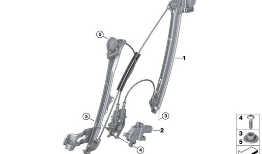 Elevalunas sin motor delantero derecho OEM 51335A0DAA8 para BMW iX (I20). Original BMW.