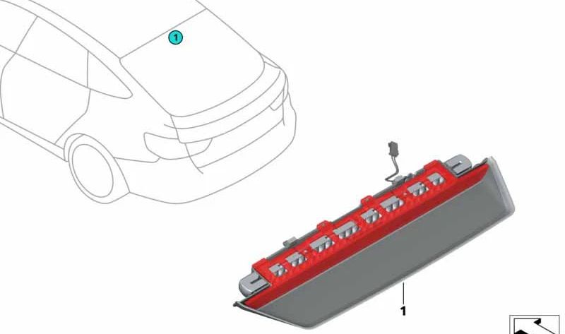 Third brake light for BMW G32, G32N (OEM 63257404558). Genuine BMW