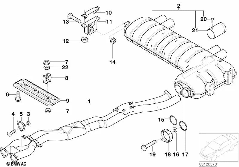 Intermediate Pipe for BMW Series 3 E46 (OEM 18107832313). Genuine BMW.