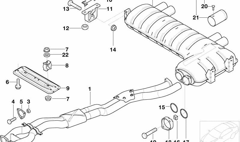 Tubo de escape trasero para BMW E46. Original BMW. . Original BMW