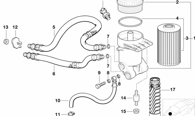 Tubería de retorno de aceite OEM 11421731012 para BMW E32, E31. Original BMW.