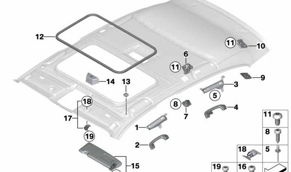 Cubierta de anclaje trasera izquierda OEM 51477321963 para BMW F20, F21. Original BMW.