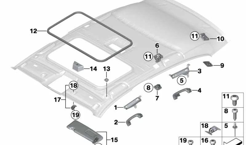 Parasol sin etiqueta derecha para BMW F20, F21 (OEM 51447319154). Original BMW