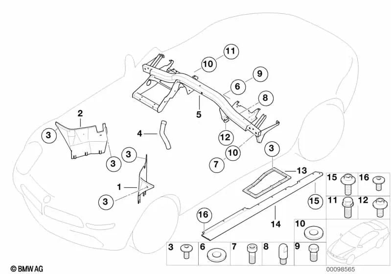 Cubierta de la línea de combustible izquierda para BMW E52 (OEM 51717019985). Original BMW.