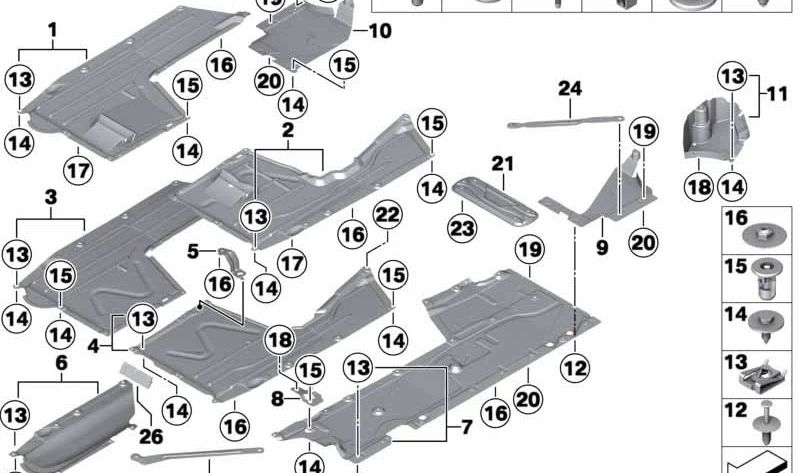 Cubierta inferior trasera derecha OEM 51757427432 para BMW F20, F21. Original BMW.