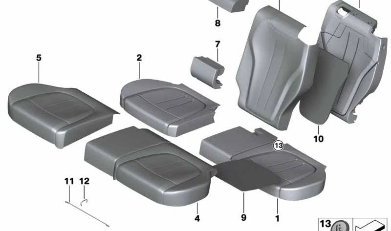 Funda de reposabrazos en cuero para asiento confort izquierdo OEM 52207445067 para BMW F15 (X5). Original BMW.