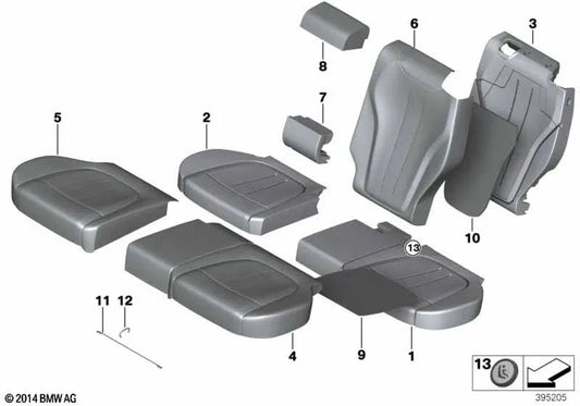 Komfort-Lendenwirbelstützenbezug aus Leder rechts für BMW X5 F15 (OEM 52207480256). Original BMW