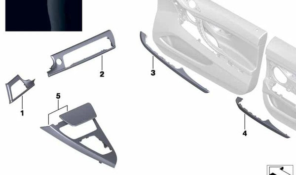 Panel de madera para consola central OEM 51168032907 para BMW F06, F12, F13. Original BMW.