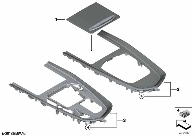 Cubierta Consola Central Aluminio Efecto Malla para BMW G29 (OEM 51166826357). Original BMW