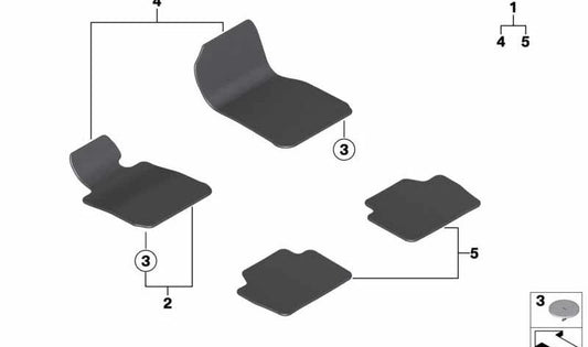 OEM 51477426274 Velour Floor Mats Set for BMW 4 Series Gran Coupe (F36). Original BMW.