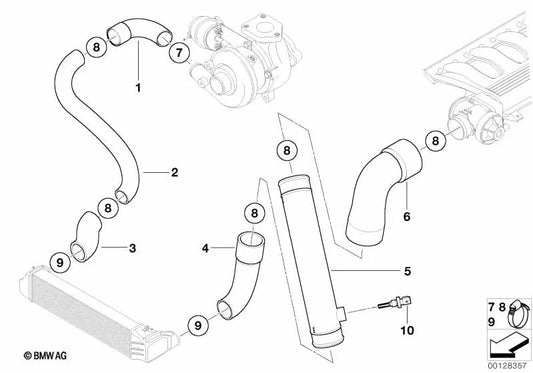 Pressure pipe for BMW E39, E38 (OEM 11617786531). Original BMW.