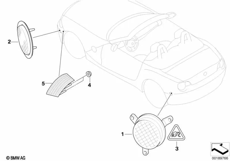 Luz de marcación lateral trasera izquierda para BMW Z4 E85, E86 (OEM 63147046039). Original BMW.