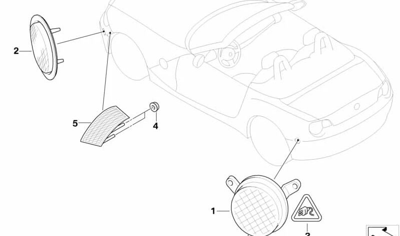 Reflector lateral derecho OEM 63147046046 para BMW Z4 E85, E86. Original BMW.