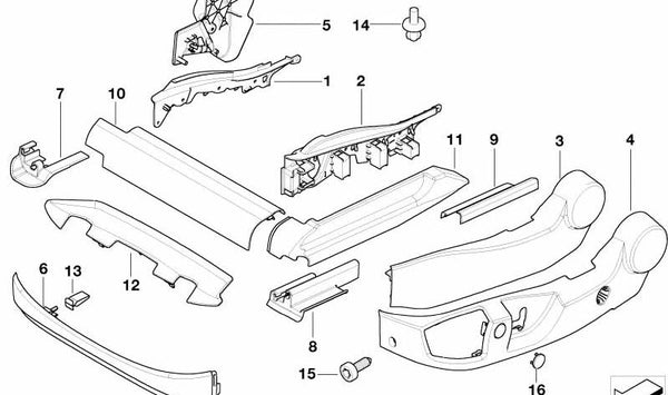 Embellecedor exterior derecho para BMW E60, E61 (OEM 52107072688). Original BMW