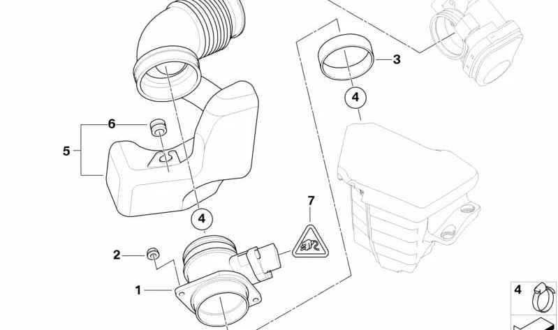 Medidor de masa de aire de película caliente para BMW E81, E87, E90, E90N, E91N, E92 (OEM 13627566986). Original BMW