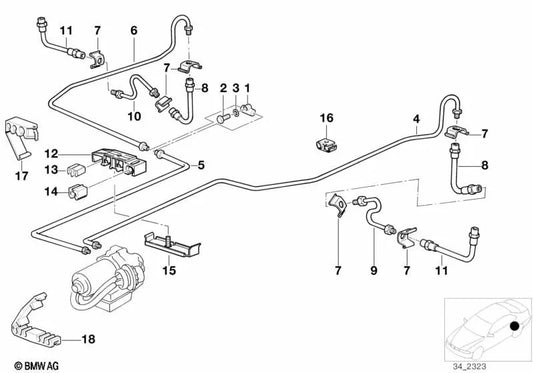 Tubería para BMW E36 (OEM 34306755791). Original BMW