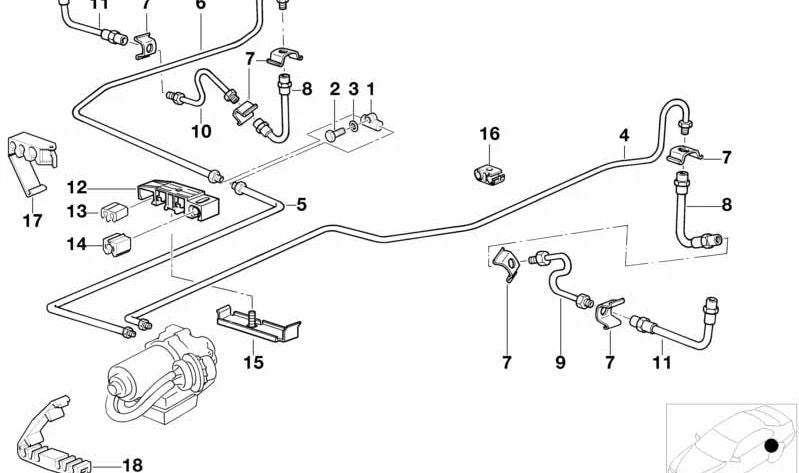 Tubería para BMW E36 (OEM 34306755778). Original BMW