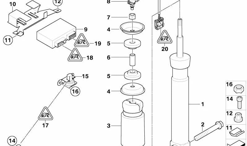 Amortiguador adicional trasero para BMW E61, E61N (OEM 33526764268). Original BMW