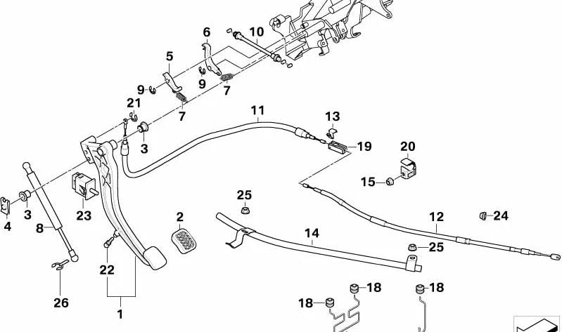 Palanca de liberación OEM 35511162558 para BMW E38. Original BMW.