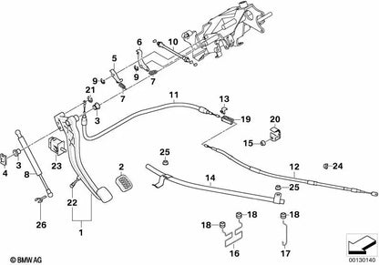 Cubierta de pedal para BMW Serie 7 E38 (OEM 35511161137). Original BMW.