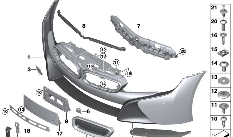 Carcasa para el Parachoques Delantero para BMW I12, I12N, I15 (OEM 51117394388). Original BMW