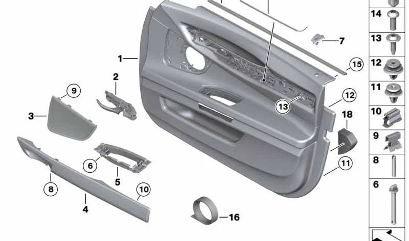 Moldura frontal interior izquierda para BMW F01, F02, F04 (OEM 51419144783). Original BMW