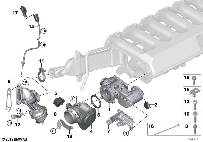 EGR valve for BMW 3 Series E90N, X5 E70 (OEM 11718512526). Genuine BMW