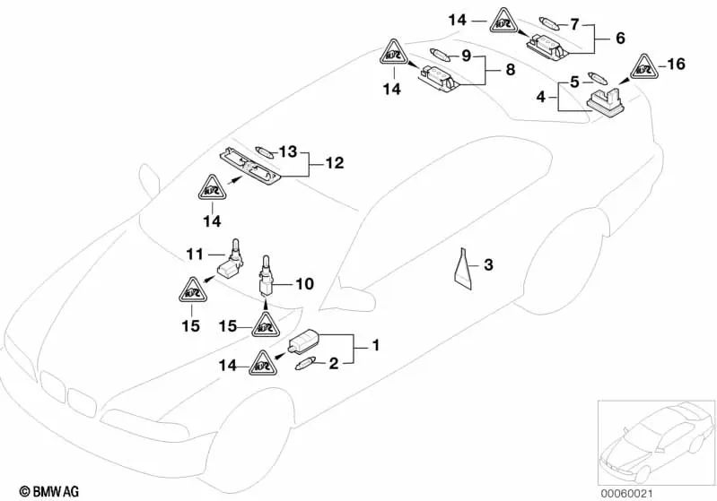 Luz interior 10W para BMW Serie 1 E81, E87, F20; Serie 3 E90, F30; Serie 5 E39, F10; Serie 7 E38, F01; y X1 E84 (OEM 63316962039). Original BMW.